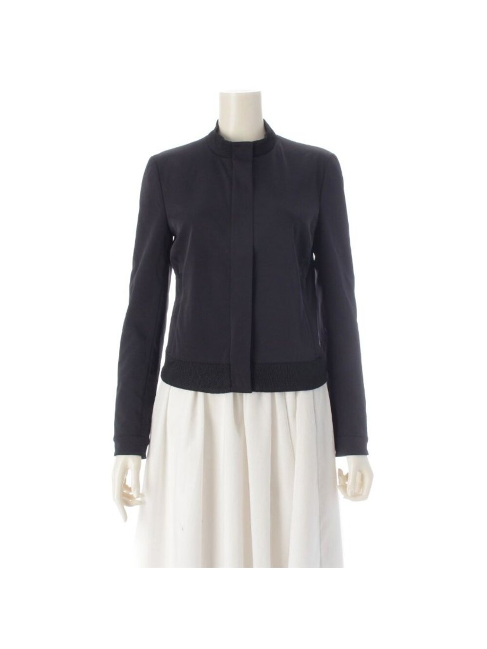 Prada Archives Nylon Silk Mesh Lining Contrast Zip Design Jacket Dark Navy 40